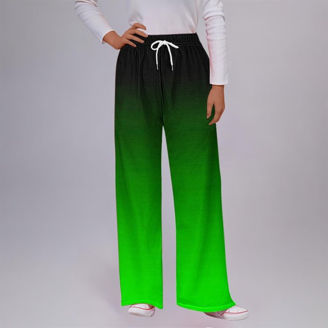 Lydiaunistar Womens High Waist Elastic Checkered Print Long Pants with Drawstring & Side Pockets for Sports Casual Beach - All Season Polyester Green