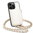 thumbnail image 6 of SaniMore Case for iPhone 15 6.1" 2023 with Metal Detachable Crossbody Lanyard Zipper Wallet Pocket Card Slots PU Leather Wear-resistant Shockproof Anti-fall Retro Girly Shell, White, 6 of 10