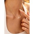 thumbnail image 3 of FindChic Cross Necklace for Women, 14K Gold Plated Dainty Tiny Sideway Cross Choker Pendant Necklace with Cubic Zirconia, Trendy Cute Easter Basket Stuffers Baptism Religious Faith Jewelry Gift, 3 of 9