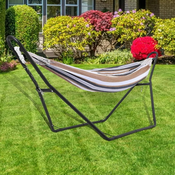 Garvee Heavy-Duty Steel Hammock Stand, 110 * 35 * 45in for 2 People, Portable Design, for 9.5 to 14 ft Hammocks, Ideal for Outdoor Balconies, Porches, Patios, Decks and Backyards
