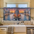 thumbnail image 2 of Yayeee Kitchen Curtains Tier Set of 2 Light Filtering 57"x24" Over Sink Window Panels, Sunset Boat House Pattern, 2 of 7