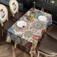 thumbnail image 2 of Rectangle Boho Waterproof Tablecloth 60×102 Inch,Bohemian Style Floral Vintage Reusable Indoor/Outdoor Durable Table Cover for Party Kitchen Dinner Room Decor, 2 of 6