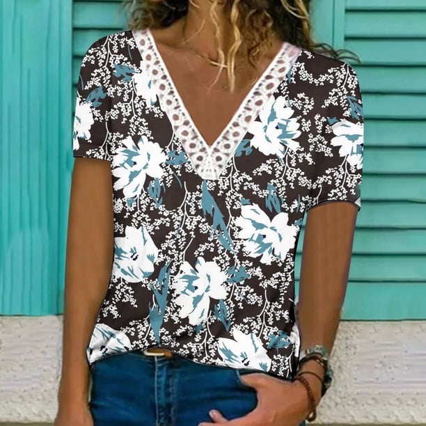 ICHUANYI Clearance Women's Fashion Casual Long Sleeve Buttons Comfortable Print Sweatshirt Tops Blouse(Sky Blue, XXL) ICHUANYI WER2023080804422