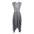 thumbnail image 5 of Vestido largo sexy de mujer con falda irregular de encaje alto y bajo - Cuello en V, mangas con volantes, diseño con bolsillos - Apto para la playa, para llevar de forma informal o para fiestas - A, 5 of 5