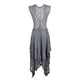 thumbnail image 5 of Vestido largo sexy de mujer con falda irregular de encaje alto y bajo - Cuello en V, mangas con volantes, diseño con bolsillos - Apto para la playa, para llevar de forma informal o para fiestas - A, 5 of 5