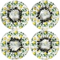 thumbnail image 2 of Shower Caps,Yellow Lemon Fruit Slices White Pattern Waterproof Shower Cap for Women 4 Pieces,Double Reusable Hair Cover for Shower PEVA Elastic Stretch Hem, 2 of 7
