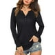 thumbnail image 1 of Túnica de mujer con cuello en V y botones Henley Camisas de manga larga sueltas pulóver Tops camiseta blusa de salón para mujer, 1 of 2