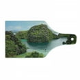 thumbnail image 1 of Island Cutting Board, Landscape of Majestic Cliff in Philippines Wild Hot Nature Resort Off Picture, Tempered Glass Cutting and Serving Board, Wine Bottle Shape, Green Brown Blue, by Ambesonne, 1 of 1