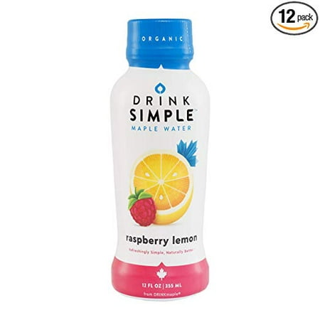 Drink Simple Raspberry Lemon Maple Water – Organic, Non-GMO, Gluten Free, Vegan Natural Hydration – Low Sugar Coconut Water Alternative – 12 Fluid Ounce (Pack of