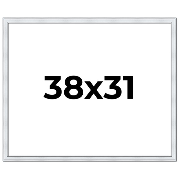 38x31 Frame Sterling Silver Solid Wood Picture Frame | 1.25 Inch Moulding Width | 0.75 Inch