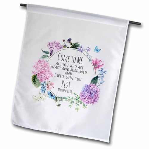 3dRose, Bible Matthew 11 Come to Me Give You Rest, 12 x 18 inch Garden Flag