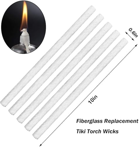 Atefa 20 Pcs Long Life Fiberglass Replacement Wicks,10'' Lighting Torches Wick,Citronella Wicks for Bottles,Indoor Decor and Outside Lanterns and Oil Lamps