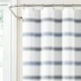 thumbnail image 3 of Lush Décor Stripe Woven Textured Yarn Dyed Eco-Friendly Recycled Blue/White Cotton Shower Curtain, 72" x 72", 3 of 9