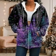 thumbnail image 5 of idosla Christmas Hoodie for Women Zip Up Trendy Graphic Hooded Sweatshirt Comfy Casual Long Sleeve Winter Tops (Purple, L), 5 of 7