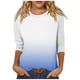 thumbnail image 1 of Camisas de Manga Corta para las Mujeres, 3/4 Manga Color Sólido Gradiente Impreso Cuello Redondo Casual Top Hecho de Tejido Súper Suave, Blusas de Manga Corta para las Mujeres, 1 of 5