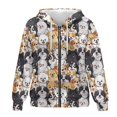 thumbnail image 4 of Uorisanigo Cute Dog Print Women Oversized Sweatshirts Casual Slight Stretch Womens Zip Up Oversized Sweatshirts Long Sleeve Loose Fall Fashion Winter ClothesSize 2XL, 4 of 7