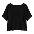 thumbnail image 4 of Womens Summer Scoop Neck Short Sleeve Shirts Casual Off The Shoulder Crochet Hollow Out Knit Top Pullover Beach Cover Up Summer Hollow Tops Cap Sleeve Sweater Pullover Cute Beach Vacation Clothes, 4 of 4