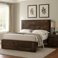 thumbnail image 2 of Benjara Transitional Style Wooden Eastern King Bed with Paneled Headboard-Brown, 2 of 7