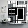 thumbnail image 3 of Black and White Shower Curtain Modern Geometric Shower Curtains with 12 Hooks Gray Abstract Shower Curtains for Bathroom Black and Grey Fabric Shower Curtain, 3 of 6