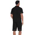 thumbnail image 4 of EA'S SECRET Mens Pajamas Set 100% Cotton Short Sleepwear Sets Classic Button Down Loungewear Summer Mens Pjs Sets With Pockets (Black,M), 4 of 7