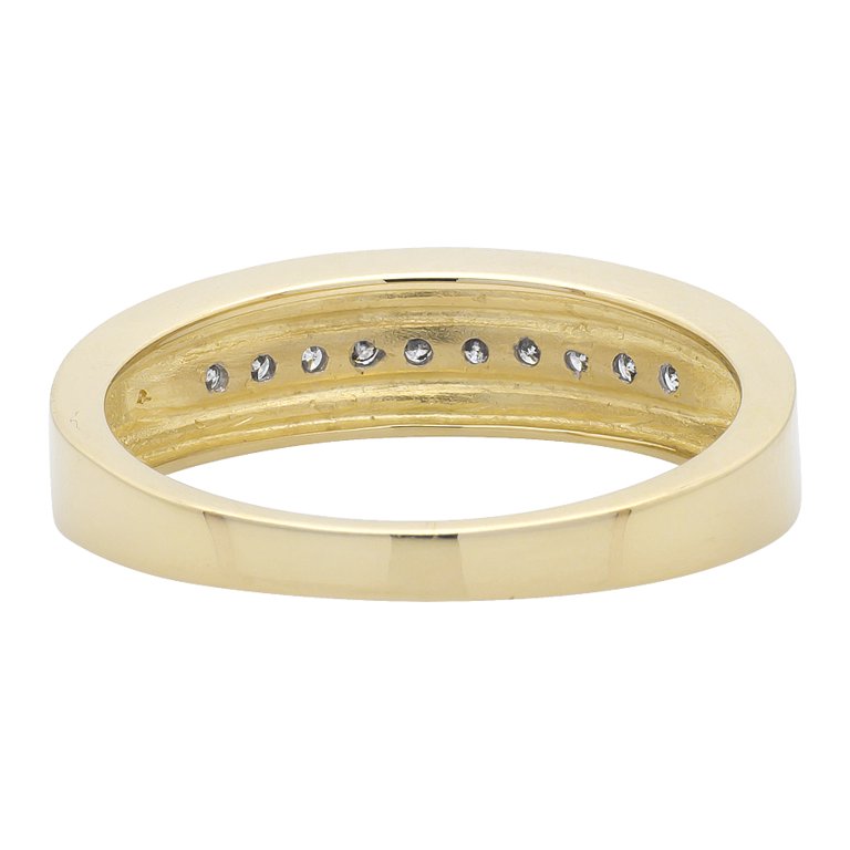 10K Yellow Gold Men's Wedding Band - 0.20 CT Blue & White Diamonds, Size 12.5