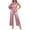 Pink, variant on Womens Satin Two Piece Set Asymmetrical One Shoulder Top High Waist Wide Leg Pants Elegant Party Outfit Sky Blue XL(XL)