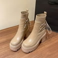 thumbnail image 4 of Bnwani Women Boots Fashion Thick Strap Versatile Casual Boot Yellow Size 6, 4 of 9