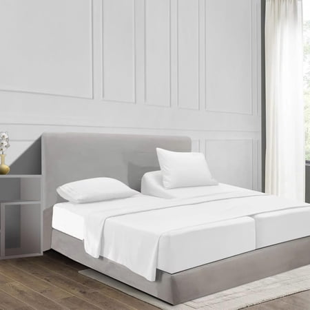 100% Egyptian Cotton Split King Sheet Set 1000 Thread Count White Luxury Hotel Soft and Smooth Split King Size Bed Sheets Set 16" Deep Pocket Sateen Weave Extra Long Staple Cotton - 5 Piece