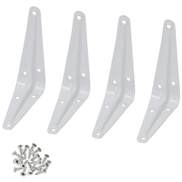 Wideskall Supports d'Étagère d'Angle Mural en Métal 3 Pouces x 4 Pouces Pouces, Blanc, Lot de 4