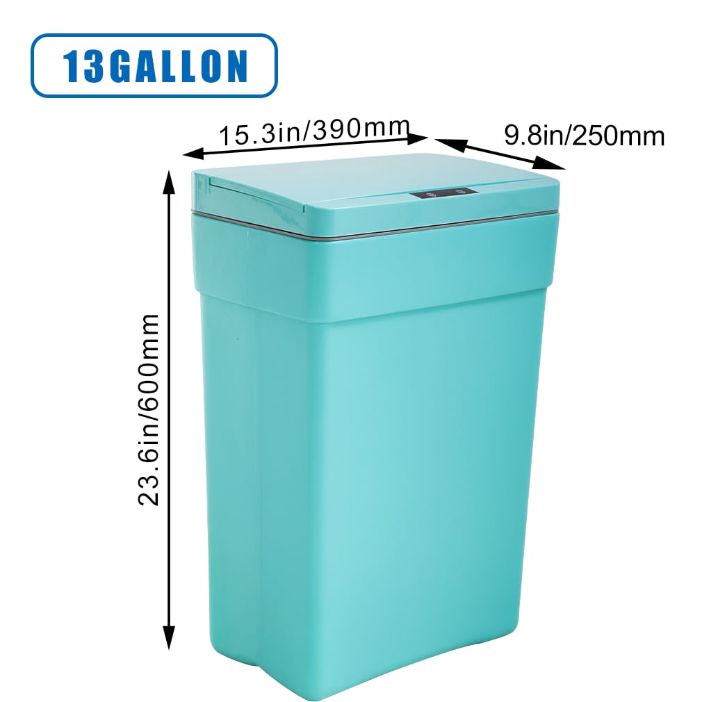 NiamVelo 13 Gal Automatic Trash Can Garbage Can with Lid Touch Free Trash Can Sensor Kitchen Waste Bin for Home & Office, Blue