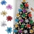 thumbnail image 2 of Flores artificiales con purpurina para decoración de árbol de Navidad, adornos para fiesta en casa y Año Nuevo, 5 piezas, 2022, 2 of 4