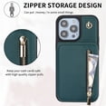 thumbnail image 5 of Decase Crossbody Wallet Case with Credit Card Holder Stand for iPhone 14, RFID Blocking Design,with Wrist Strap Rugged Shockproof PU Leather Case Cover, green, 5 of 8