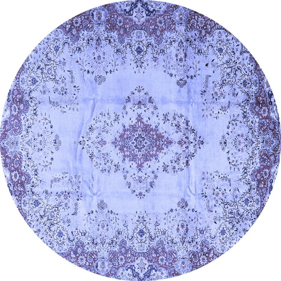 Ahgly Company Machine Washable Indoor Round Persian Blue Traditional Area Rugs, 8' Round