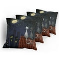 thumbnail image 5 of Ambesonne Animal Throw Pillow Cover 4 Pack, Cats on the Roof Valentines, 18", Grey Yellow, 5 of 7