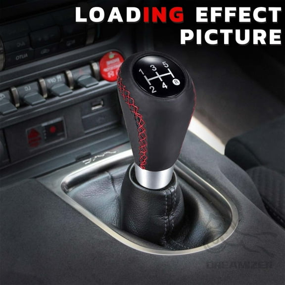 Gear Shift Knob with 4 Threaded Adapters,Leather 5 Speed Shift Knobs for Replacement Broken Shifter Knobs,Universal Non-Slip Stick Shift Knob Car Interior Accessories