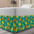 thumbnail image 1 of Lemons Bed Skirt, Funky Style Colored Citrus Cartoon on Circular Abstract Colorful Motifs, Elastic Bedskirt Dust Ruffle Wrap Around for Bedding Decor, 4 Sizes, Sky Blue and Multicolor, by Ambesonne, 1 of 2