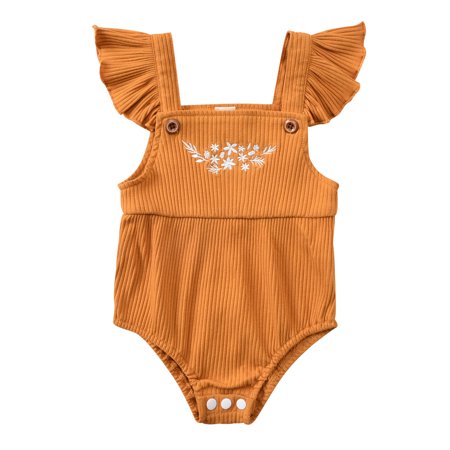 

Binmer Newborn Infant Baby Girls Ribbed Sleeveless Embroidery Bodysuit Romper Jumpsuit