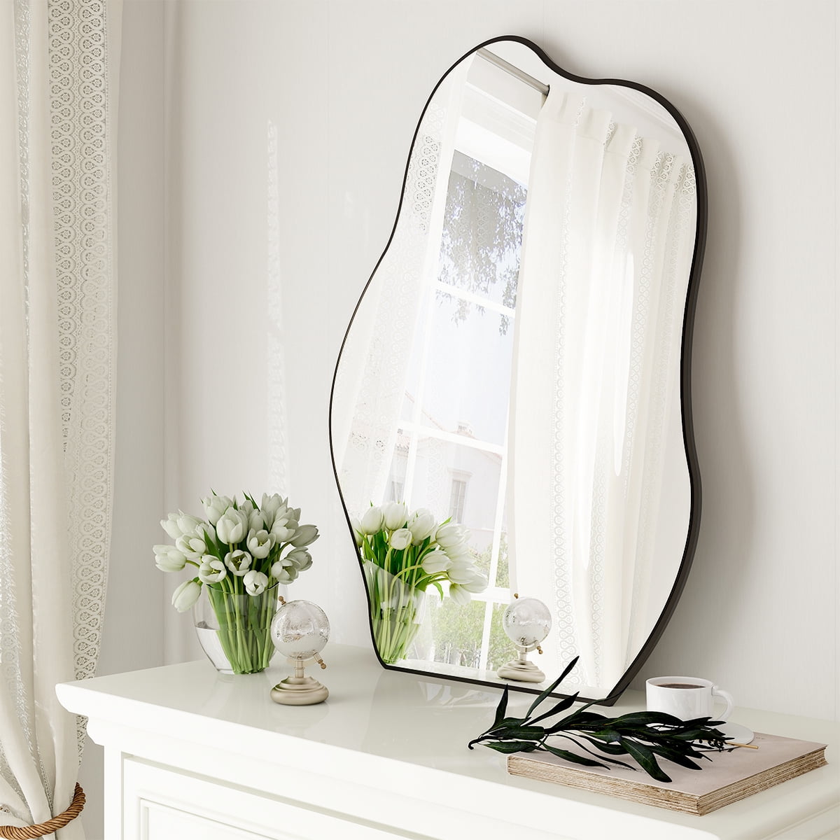 Anyrose 40"x26" Irregular Vanity Bathroom Mirror Frameless Wall Mirror