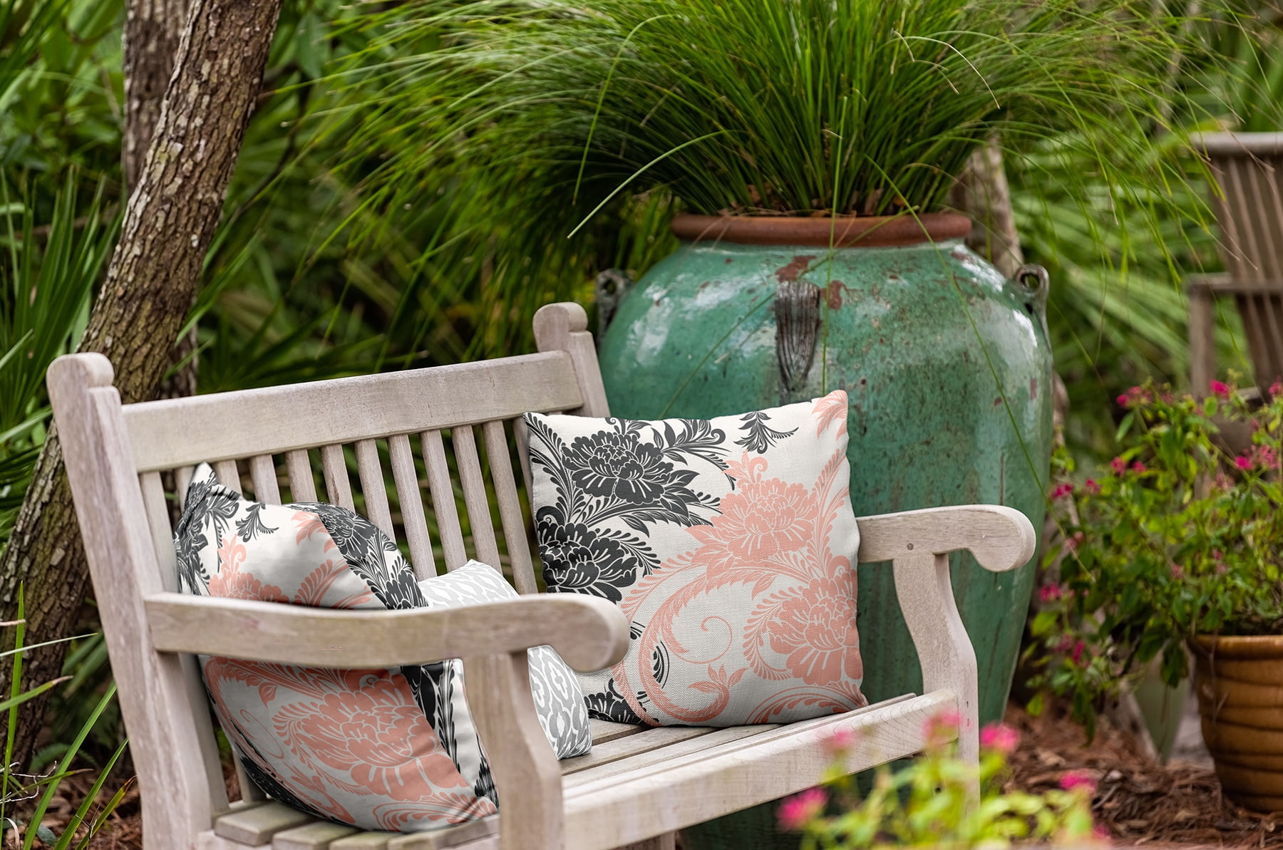 16" x 16" Simply Daisy Flower Flourish Indoor/Outdoor Polyester Throw Pillow, Blush Qty 1