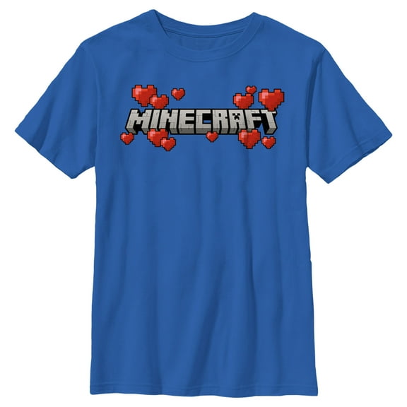 Boy's Minecraft Valentine's Day Hearts Logo  Graphic Tee Royal Blue X Large