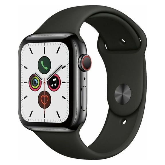 Restored Apple Watch Series 5 44mm GPS Cellular Stainless Steel Space Black Sport Band (Refurbished)