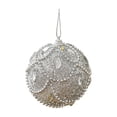 thumbnail image 2 of Silver Glitter Foam Christmas Ball Ornament, Rhinestone Beaded Hanging Bauble for Christmas Tree Decor Wreath Mantel Holiday Home Decor, 2 of 6