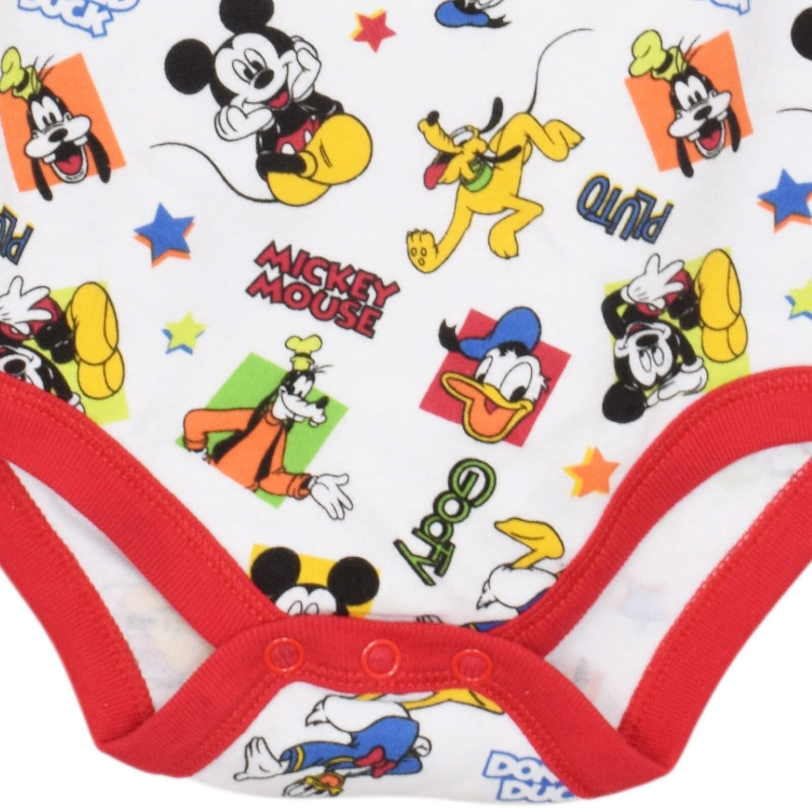 Disney Mickey Mouse & Friends Baby Boys' 5-Pack One Piece Bodysuits Yellow Blue Red Multi