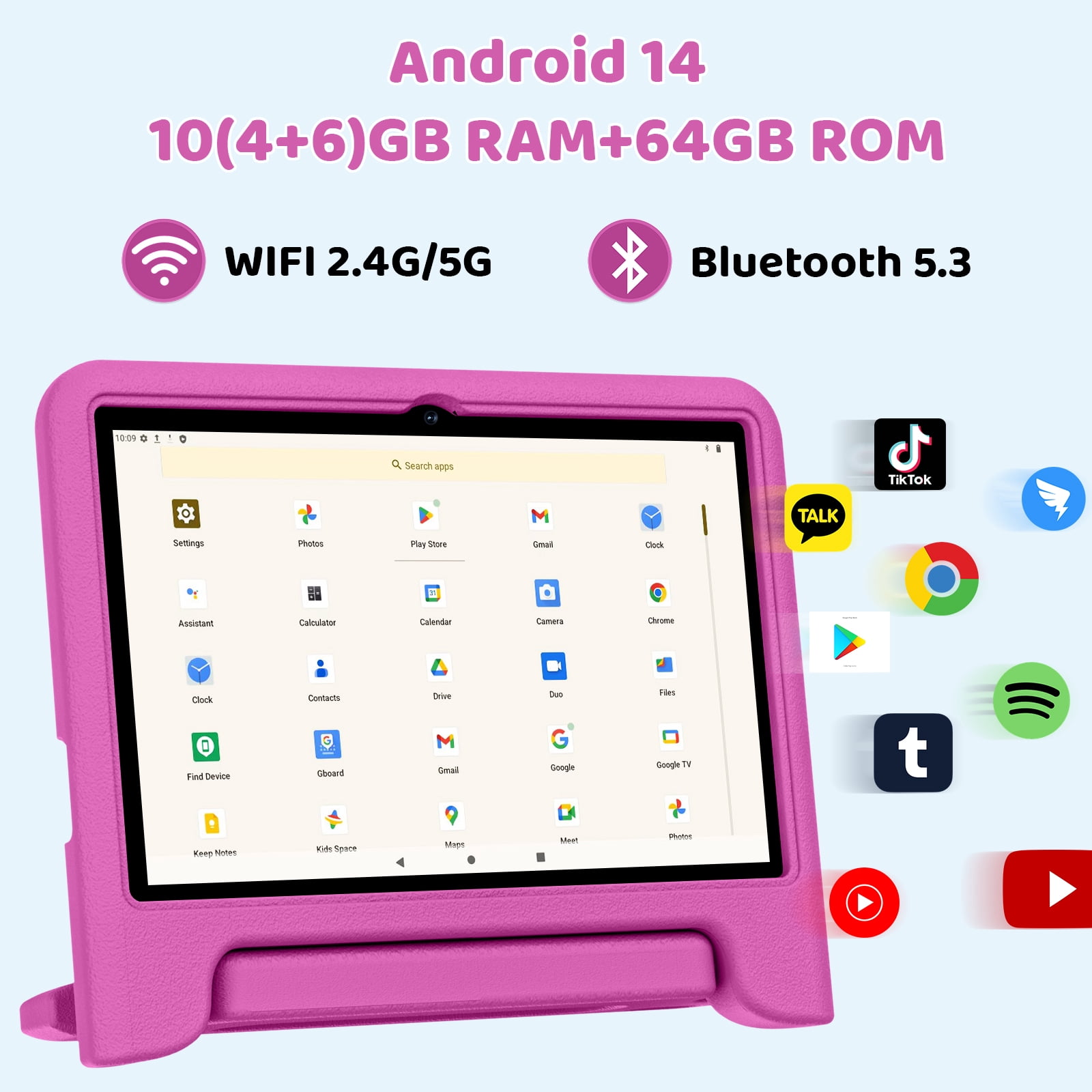2025 Upgraded Android 14 10inch Kids Tablet , , Octa-core CPU, 10GB+64GB+1TB Expand Tablets for Kids with Kids Space, Parental Control, 6000mAh Big Battery, HD Touchscreen Display Tableta