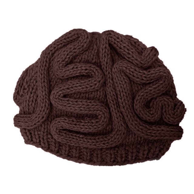 Funny Brain Knitted Hat Halloween Spoof Props Winter Hat, Brown Child