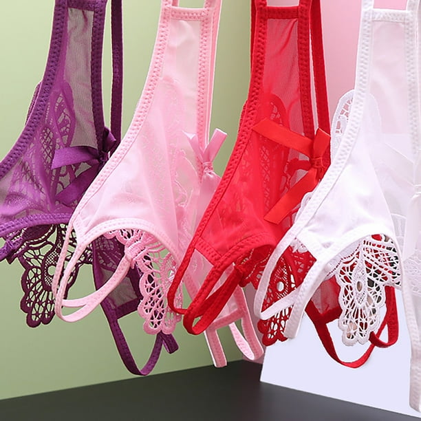 Aligament Panties For Women Low Waist Traceless Mesh Embroidered Big  Butterfly Open End Thong Size One Size 