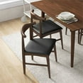thumbnail image 5 of Allora 29.3"H Mid Century Faux Leather Dining Chair in Black/Walnut (Set of 2), 5 of 7