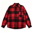 thumbnail image 3 of Akmaiox Plaid Flannel Shirts for Women,Dressy Casual Long Sleeve Lapel Button Down Shirts,Fitted Women's Plus Size Business Work Blouses,Red L, 3 of 7
