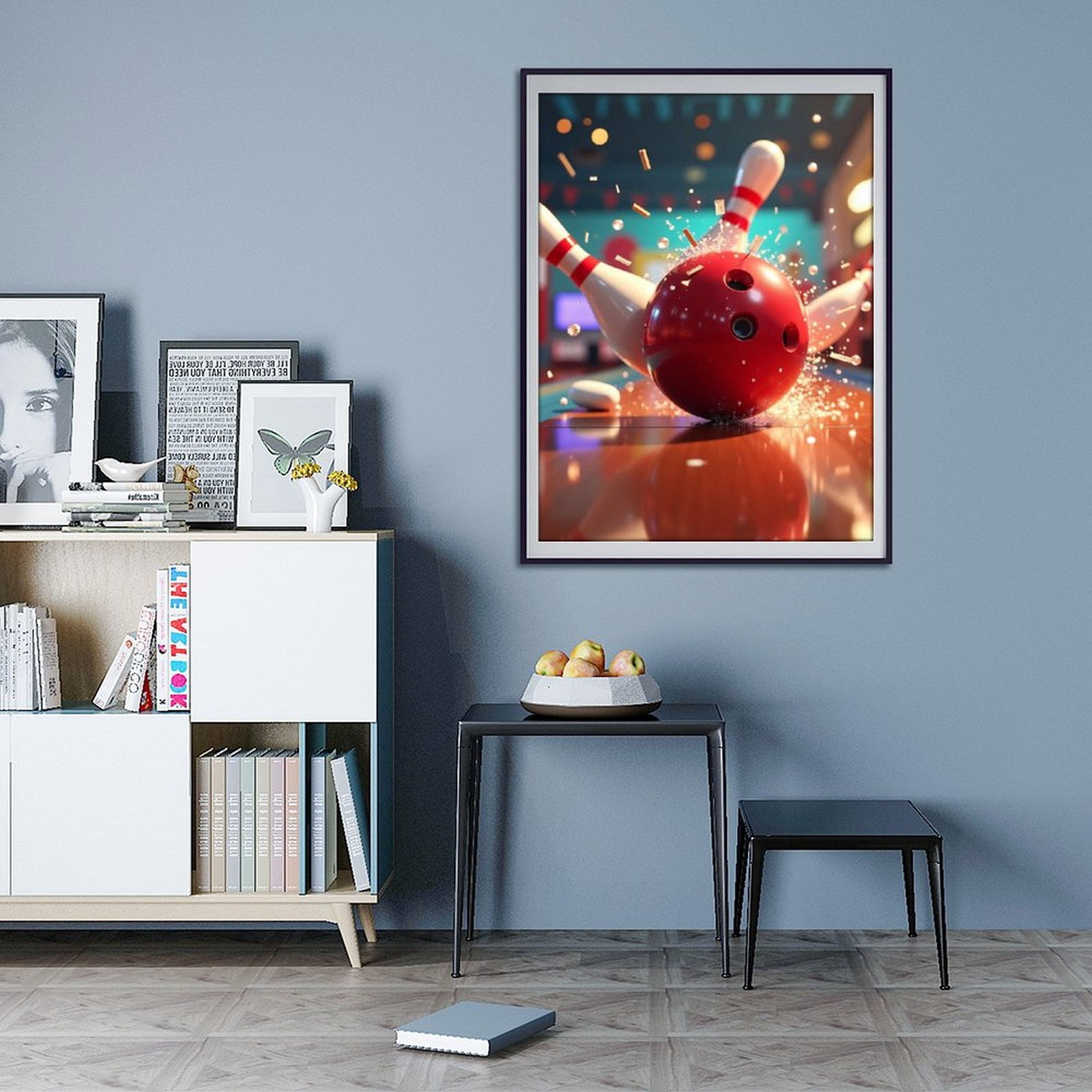 Diamond Art Kits for Adults - Classic Bowling Print No.6 5D Frameless Dimond Painting Kit for Adults Beginner, Round Diamond Kits for Home Wall Decor, Gift for Women