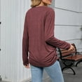 thumbnail image 5 of Ltctricy Women's T Shirts Long Sleeve V Neck Side Ruched Solid Color Loose Tunic Tops Dressy Casual Tee Blouses(Wine,Small), 5 of 6